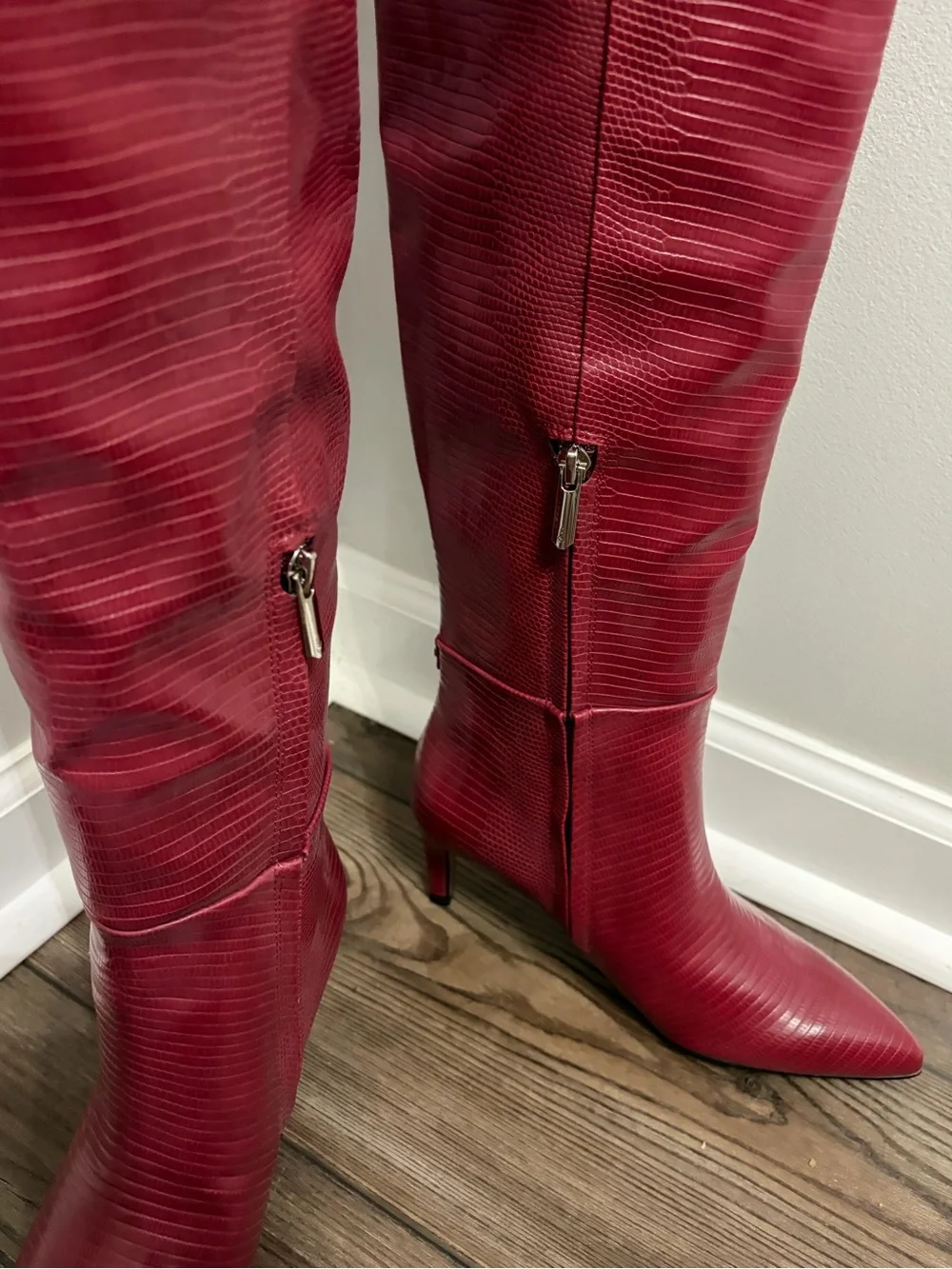 Sam Edelman Red Over-the-Knee Pointed Toe Boots